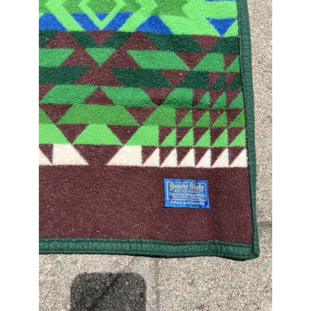 Vintage Pendleton‎ Beaver State PNW Native Geometric 60"x72" Wool Blanket - Picture 5 of 11